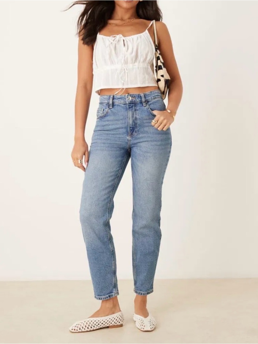 Mango Women's Newmom Straight-Leg Blue Denim Jeans‎ Size
